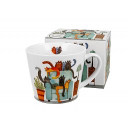 Obrázek pro produkt Hrnček Mačací svet v kresle 0,61l porcelán