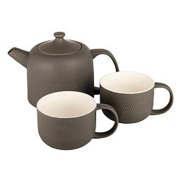 Obrázek pro produkt Súprava pre dvoch Hygge 0,9l/2x0,25l matná šedá porcelán