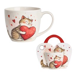 Obrázek pro produkt Hrnček Cat with Heart 0,46l porcelán