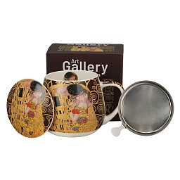 Obrázek pro produkt Hrnček byl. Klimt Kiss hnedý 0,43l porcelán