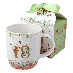 Obrázek pro produkt Narodeninový hrnček „18“ v krabičke s mašľou 0,4l