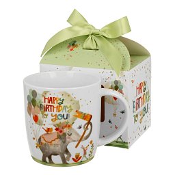Obrázek pro produkt Narozeninový hrnek Happy Birthday v krabičce s mašlí 0,4l