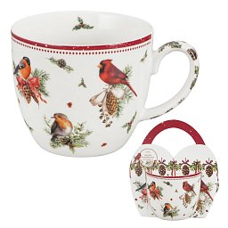 Obrázek pro produkt Hrnek Zimní ptáci 0,46l porcelán