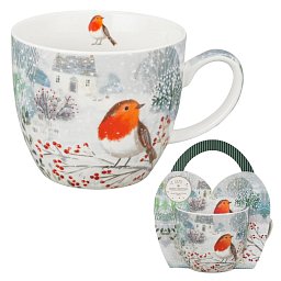 Obrázek pro produkt Hrnek Červenka ve sněhu 0,46l porcelán